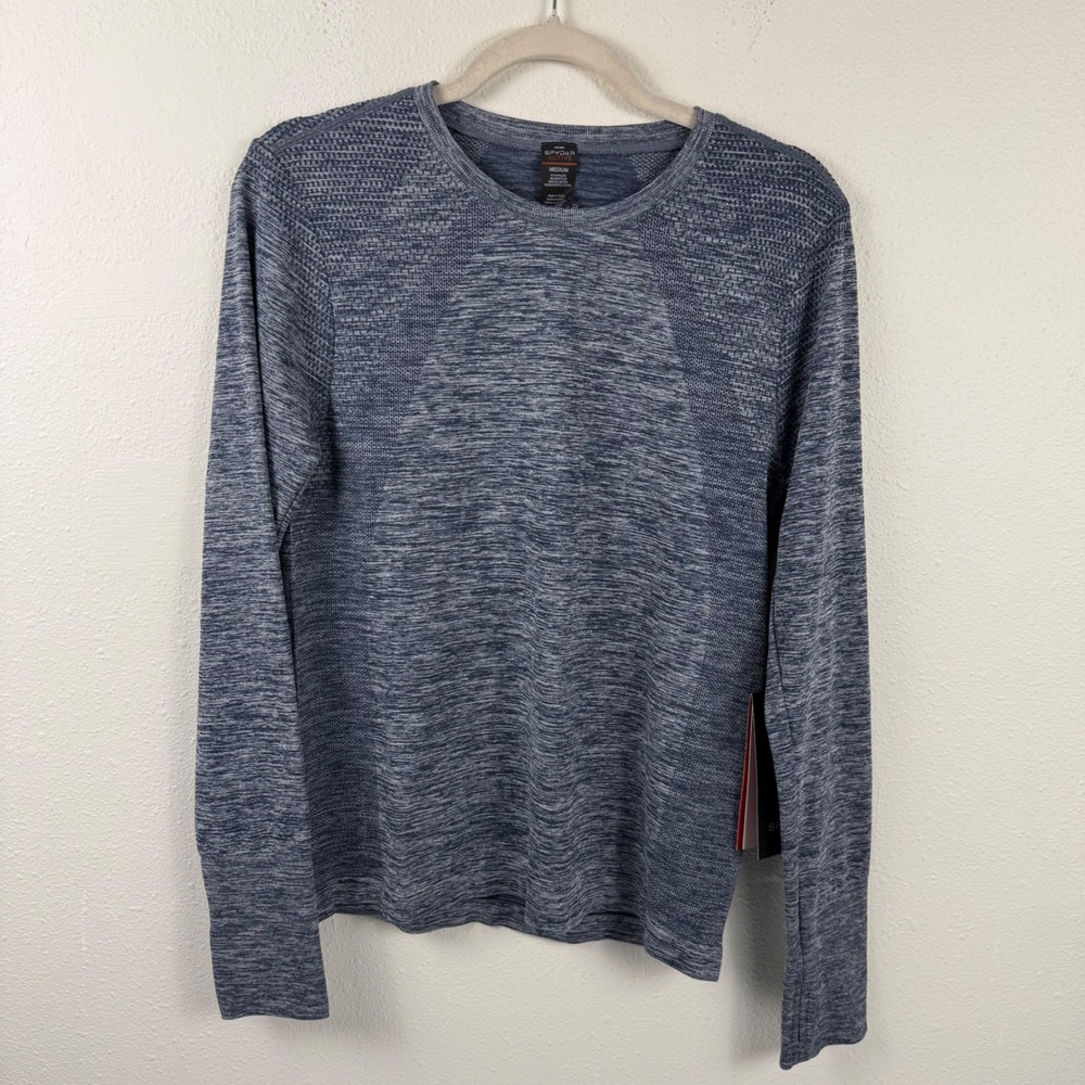 Spyder Active Womens Blue Space Dye Seamless Long Sleeve Top SP188R3 Medium NWT